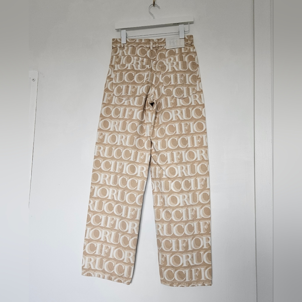 Nwt Fiorucci Italy Patti Ecru With White Lazer Monogram Jeans - Picture 5 of 16